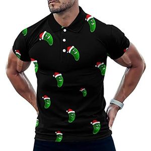 Kerst Santa Dill Pickles Grappige Mannen Polo Shirt Korte Mouw T-shirts Klassieke Tops Voor Golf Tennis Workout