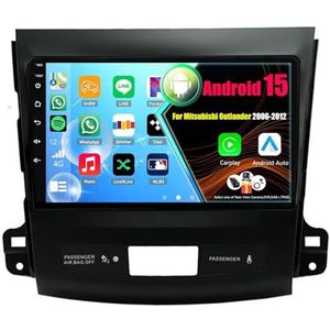 Android 15 Autoradio Voor Mitsubishi Outlander 2006-2012 met Draadloze Carplay Android Auto, 9 Inch Autoscherm Soporta Bluetooth WIFI GPS FM/RDS(8Core(6+128GB))
