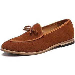 Men’s Slip-On Loafers Handmade Leather Breathable Comfortable Soft Hand Stitched Casual Shoes For Men Suede Dress Shoes (Color : Yellow, Size : EU 47)