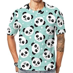 Leuke Panda Face mannen Crew T-shirts korte mouw T-shirt casual atletische zomer tops