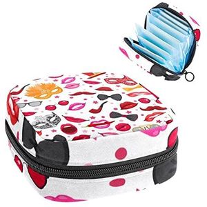 Vrouwen Maandverband Pads Handtas Dames Menstruatie Cup Pouch Meisjes Draagbare Tampon Opbergtas Rode Lip Periode Pouch met Rits