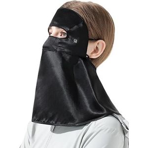 Zomer dames volgelaatszonnebrandcrèmemasker, ademende ijszijdesluier, zonnebrandmasker for buitensporten (Color : Black)