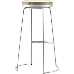 Bistrokruk Barkrukken Barkruk Moderne Barkrukken Ronde Stoel Voetsteun Lederen Kussen Industriële Barkruk Metalen Poten Voor Keuken Pub Cafe Barstoelen (Color : White, Size : 45cm)