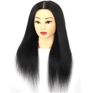 Echt mensenhaar poppenhoofd for kapsel, professionele trainingshoofdset, mannequinhoofdstyling om te oefenen met hete krultang(Head 2)