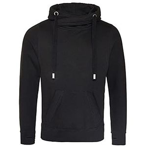 AWDis Heren Cross Neck Hoodie - zwart - XXL