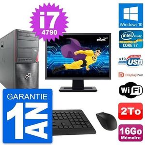 Fujitsu W530 PC Tower, 22 inch (55,6 cm), Intel i7-4790 RAM, 16 GB, 2 TB, Windows 10, WiFi (gereviseerd)