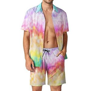 Geschilderde regenboog Hawaiiaanse sets voor mannen Button Down korte mouw trainingspak strand outfits XL