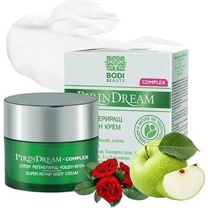 BODI BEAUTY Pirin Dream Complex nachtcrème met matrixyl 3000, Mursal thee, Bulgaarse rozenwater en rode klaver, gezichtscrème voor dames, gezichtsverzorging, zonder parabenen, huidverzorging, 50 ml