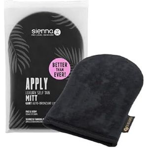 Sienna X Velvet Luxury Self Tan Mitt. Fake Tan Applicator voor streepvrije en vlekkeloze resultaten. Machine wasbare en waterdichte handschoen perfect voor het bruinen thuis. Geschikt voor mousse