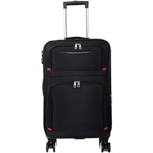 Trolley Case Koffer Zachte bagage met spinnerwielen, uitbreidbare zachte handbagage in de handbagage Bagage Lichtgewicht (Color : Zwart, Size : 24in)