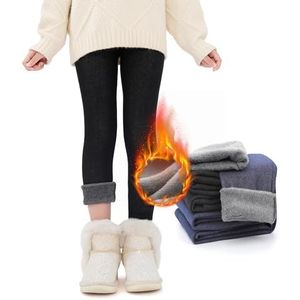 Lymaha Thermische legging voor meisjes, dikke gevoerde thermische leggings, winter, katoen, warme broek voor kinderen en peuters, zwart, 120 cm