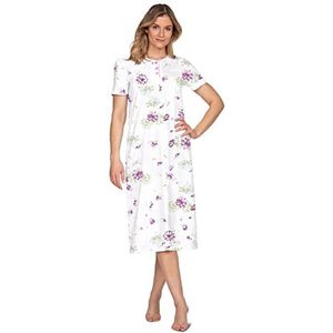 e.Femme® Kate 2348 nachthemd voor dames, korte mouwen, 100% katoen, wit/aubergine, 38