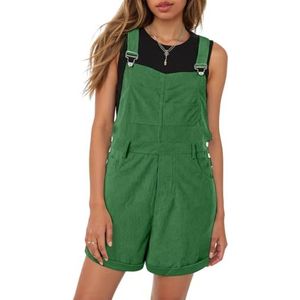 BANGHA Jumpsuits Voor Vrouwen Zomer Casual Vrouwen Korte Overalls Boyfriend Stijl Jumpsuit Effen Kleur Multi Pocket Shorts Zomer Jumpsuits Voor Fijne Vrouw Loose-Fit, Groen, XL