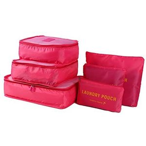 Cankypu 6 stuks verpakking kubussen bagage tassen organisator duurzame reis reisbagage verpakking organisatoren set met toilettas roze