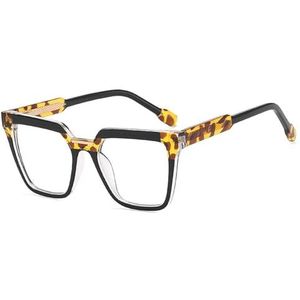 Nepbrillen, Vierkante Cat Eye Retro Brilmonturen Multicolor(Black Yellow)