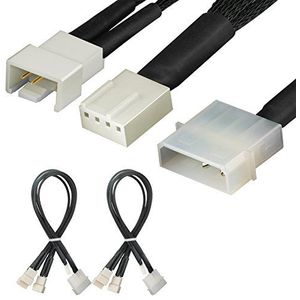 J&D 4-pins Molex naar ventilatorstroomverdelerkabel 2er Pack, voor 4-pins PWM-computergehäuseluchtventilators, 30 cm