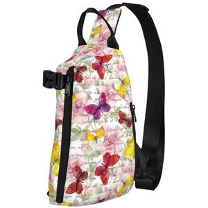 Haocloud Koude Boom Camouflage Print Cross Bag Crossbody Rugzak Lichtgewicht Reizen, Wandelen Sling Bag Gym, Vlinder, Eén maat