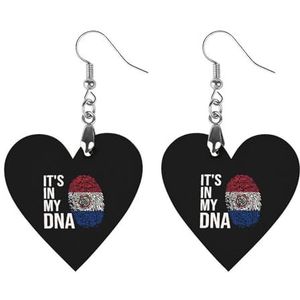 It's In My DNA Paraguay Vlag Leuke Hartvormige Hanger Oorbellen Voor Vrouwen Lichtgewicht Houten Oorbellen Mode-sieraden Geschenken