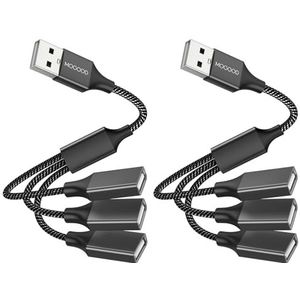 3-poorts USB splitter kabel, MOGOOD USB Type B splitter 1 male naar 3 female USB 2.0 power adapter verlengkabel Hub voor opladen/gegevensoverdracht/laptop/Mac