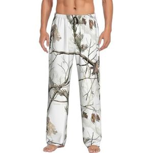 WYCZHY Witte Bomen Camo Mannen Pyjama Bottoms Pyjama Broek Voor Mannen Lounge Slaap Bodem Pj Broek Zacht Met Zakken, Zwart, S