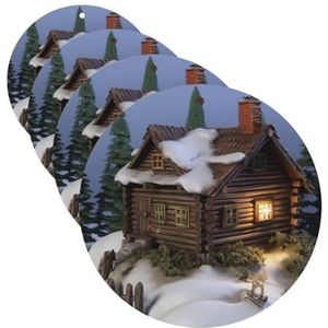 Houten rustieke log cottage landschap auto luchtverfrissers kaarten set van 4 stuks gepersonaliseerde auto verfrissers geschenken voor mannen vrouwen auto aromatherapie tabletten opknoping geurkaarten