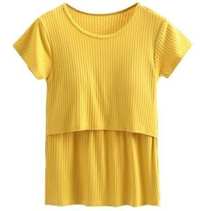 Zwangerschapstanktop Zwangerschapsvoedingstops for dames Sweatshirt met korte mouwen for zwangerschap en postpartumkleding(Color:Yellow,Size:3XL)