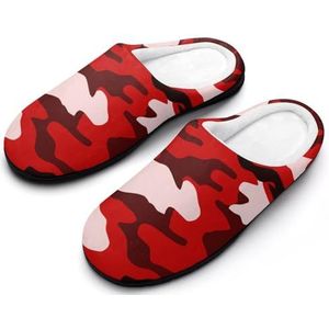 Rode Camouflage Katoenen Pantoffels voor Vrouwen Warme Anti-Slip Rubber Enige Huis Schoenen Voor Indoor Hotel 7-8 (39-40)