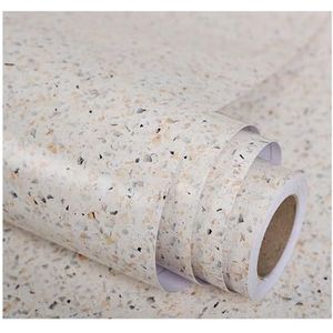 XUCZHAI Keuken, oliebestendige folie, marmersticker, keuken, oliebestendige folie, fornuis, waterdicht, zelfklevend behang, aanrechtblad, kast, renovatietegel voor keuken, aanrecht (beige terrazzo, 1
