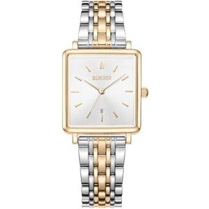 Burker Watches Daisy - Dames Horloge Goud Zilver 28mm - Analoog Quartz Dames Polshorloge Vierkant Waterdicht 3 ATM met RVS horlogeband