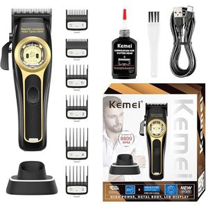 KEMEI 2373 Professionele tondeuse voor mannen, bekabelde/draadloze tondeuset, haar- en baardtrimmer, 8800 rpm barberclippers met magnetische zweefmotor