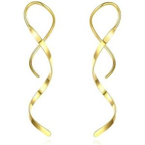 Spiraal Threader oorbellen Koreaanse Helix Wave Curve oorlijn manchet roestvrij staal bungelende oorbel vrouwen mode sieraden-goud