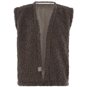 Knit Factory Rosie Gilet Teddy - Dames gilet - Dames vest zonder mouwen - Bodywarmer gemaakt van Teddystof - Taupe - 36/44