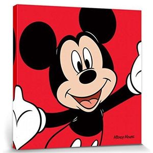 1art1 Mickey Mouse Poster Kunstdruk Op Canvas Red Muurschildering Print XXL Op Brancard | Afbeelding Affiche 80x80 cm