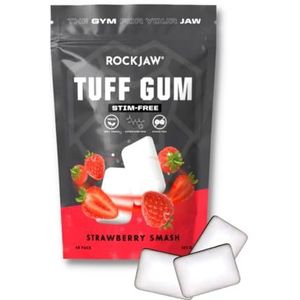 ROCKJAW® Hard Jawline Gum - Tuff Gum 2.0 met B-vitaminecomplex - 100% xylitol, aspartaamvrij, suikervrij (2 maanden voorraad) - Aardbeiensmash (stimvrij)