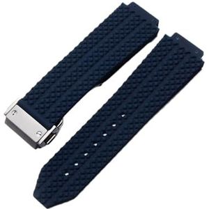 ENICEN Horlogeband geschikt for Hublot Big Bang Siliconen 24 26mm Waterdichte Mannen Horlogeband Ketting Horloge Accessoires Rubber Horloge Armband Ketting (Color : Blue-Silver Clasp, Size : 24mm)