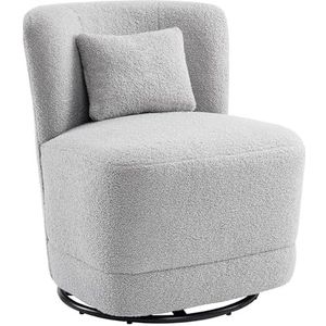 Auroglint 360° draaibare loungestoel met kussens, teddyfluwelen stoel, enkele bankstoel, balkonstoel. (grijs)