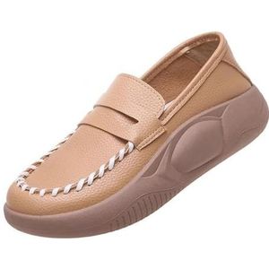 Lurebest schoenen for dames, 2024 lage vrijetijdsschoenen met dikke zool, antislip vrijetijdsschoenen, lichtgewicht comfortabele wandelschoenen (Color : Khaki, Size : 6)