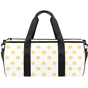 Gele Halloween snoepjes patroon reizen duffle tas sport bagage met rugzak draagtas gymtas voor mannen en vrouwen, Geel Polka Dots Patroon, 45 x 23 x 23 cm / 17.7 x 9 x 9 inch