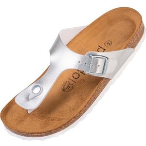Palado Kos Teenslippers voor dames, modieuze sandalen met natuurlijk kurk-voetbed, damesschoenen met zool van het fijnste suède, aangename sandalen, 39 EU