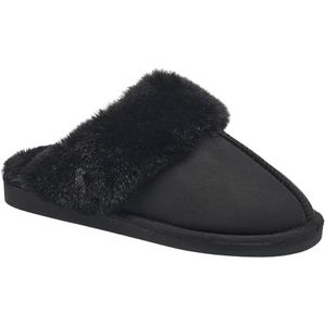 NINE WEST Scuff Slippers For Women, Extra Soft & Comfortable Winter House Shoes, Black, Large