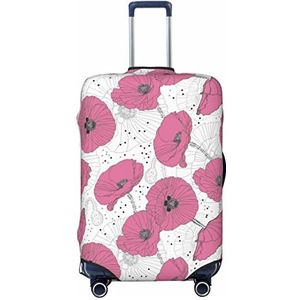 WOWBED Roze klaprozen bedrukte kofferhoes elastische reisbagagebeschermer past op bagage van 18-32 inch, Zwart, S