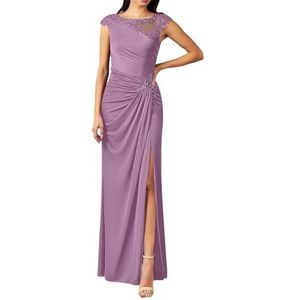Dames chiffon moeder van de bruid jurk met zakken avondgalajurken cocktailjurk grote maten, Wisteria, 32