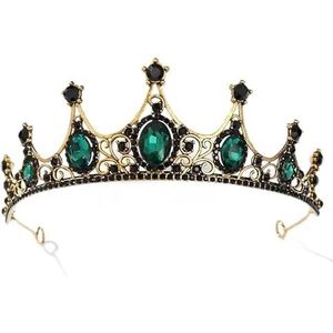 Bruidsdialoog, bal tiara, prinses tiara, volwassen Haar sieraden kroon tiara's for vrouwen barokke zwarte kleur koningin tiara's kroon diadeem kristal strass bruids haar sieraden hoofddeksel bruiloft