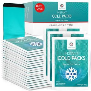 Medi Grade Instant Coldpack, 25 Stuks van 200g (15,24 cm x 20,32 cm) - Koud Kompres voor Onmiddellijke Verlichting, Geen Vriezer Nodig - Ice Pack voor Knie en Enkel - Ijskompres met Stabilisatieband