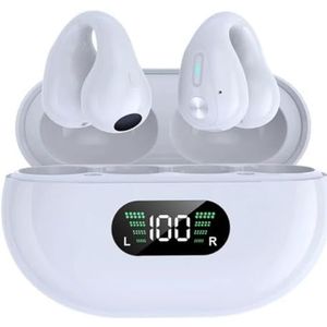 Bluetooth 5.3 koptelefoon, open ear, clip-on HD stereo, IPX5 waterdicht, ruisonderdrukking, aanraakbediening, microfoon, led-vermogensindicator met laadbox voor sport, fietsen, fitnessstudio, rijden