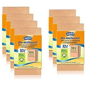 Swirl bio-composteerbaa papieren vuilniszakje, 10 liter, 100% composteerbaar, 7 rollen (7 x 10)