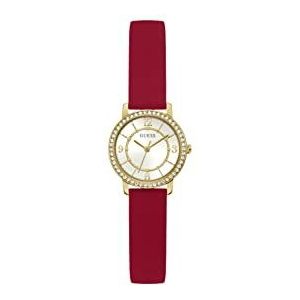 GUESS Dames 28 mm horloge, Rood/Wit/Gouden Toon, MELODIE