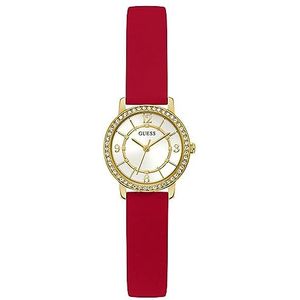 GUESS Dames 28 mm horloge, Rood/Gouden Toon/Wit, MELODIE