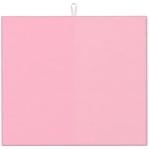 Effen kleur roze droogmat voor keuken, midden is gemaakt van composiet sponzen, microvezel absorberend, opvouwbaar en hangbaar voor afdruiprek, babyflessen koffiepads 40 x 45 cm