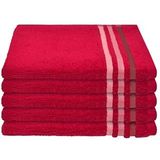 Schiesser Handdoek Skyline Color - 100% Katoen - Set van 5 badhanddoeken - Goed absorberende badlaken set - 30 x 50 cm - Rood